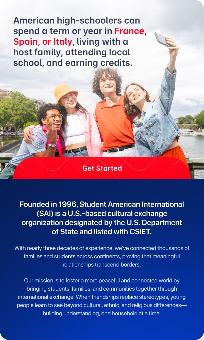 Students Taking Selfie on Cultural Exchange Program in Europe – Mobile Banner
